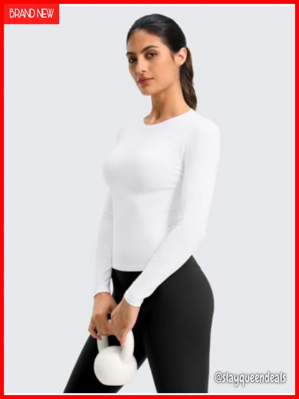 SANTINY Women's Lightweight Long Sleeve Fitted Workout Top Crew Neck